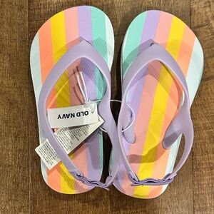 Old Navy Multicolor Striped Flip Flops with Lavender Straps